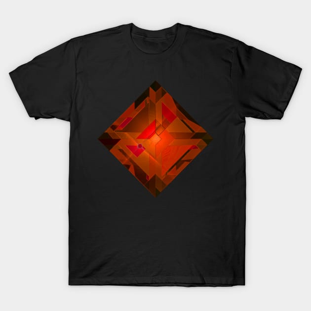 Orange and Red Square Shape Gemstone T-Shirt by The Black Panther